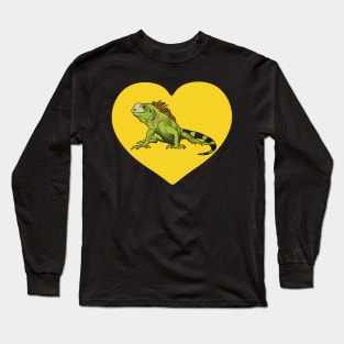 Iguana Heart for Iguana Lovers, Yellow Long Sleeve T-Shirt